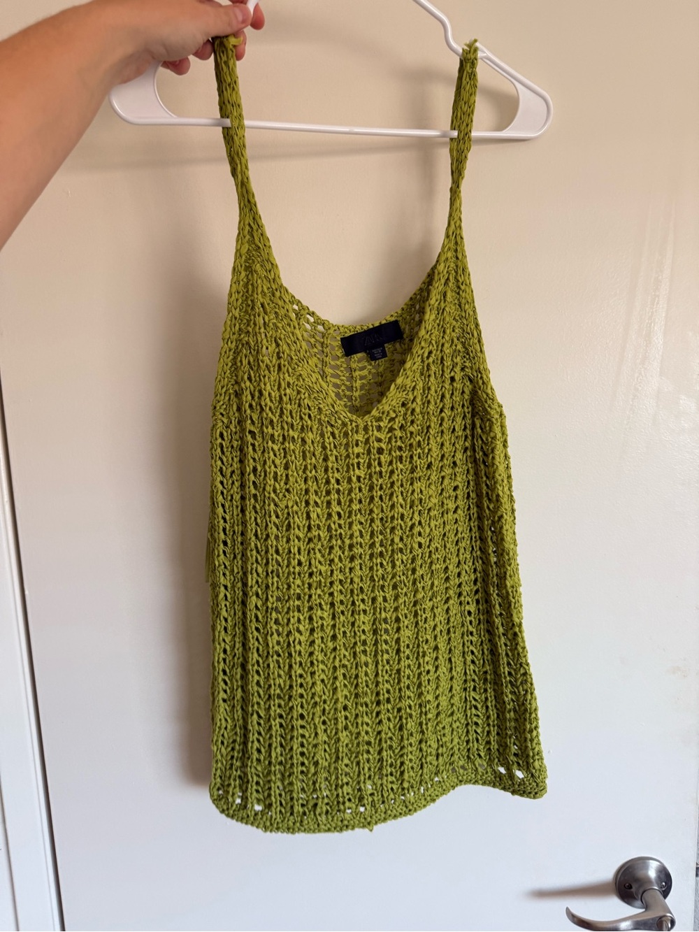 Lightweight Olive Green Crochet Tank Top - Zara